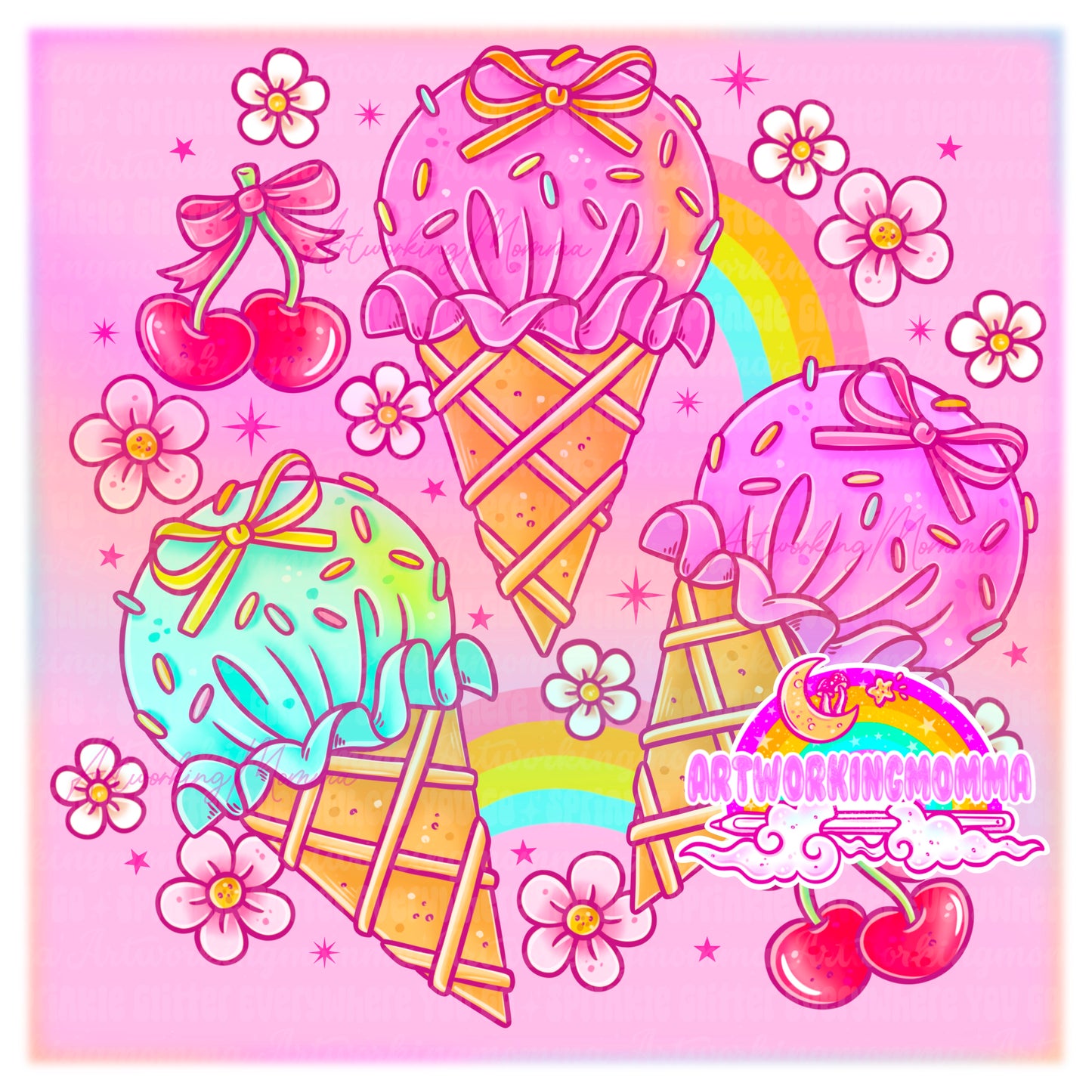 Fabric Coquette Ice Cream and PNG