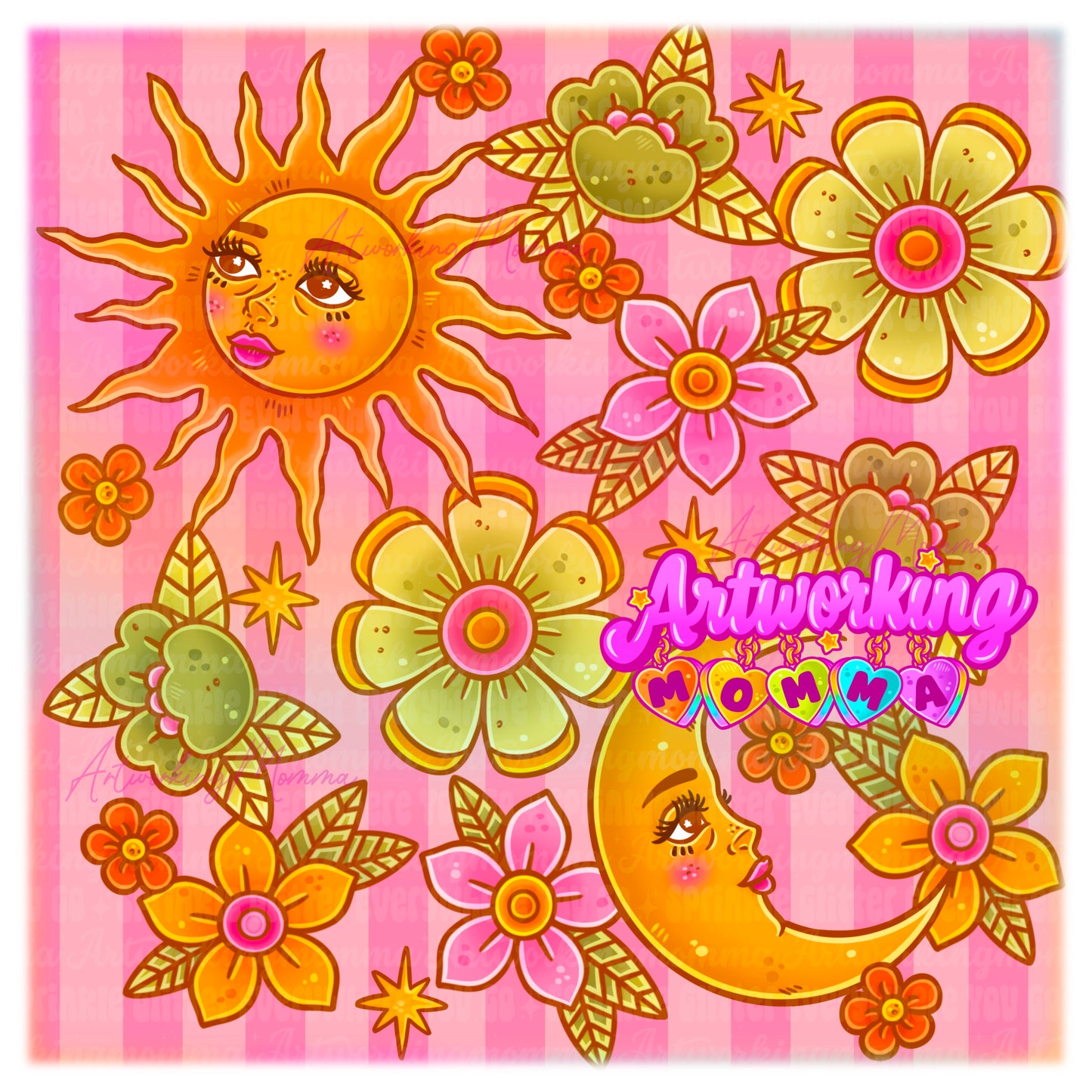 Pastel Summer Sun and Moon & PNG