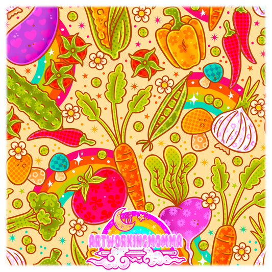 Retro Garden Veggies & PNG