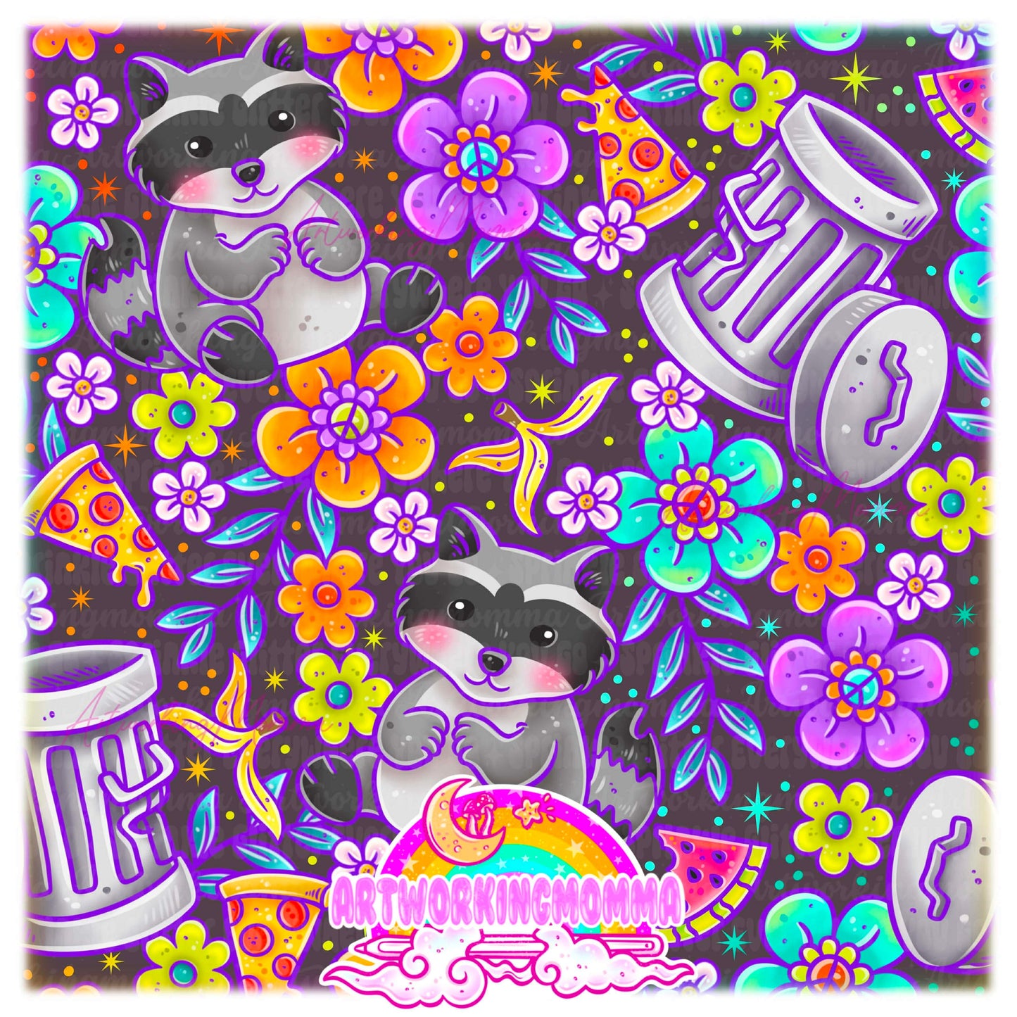 Floral Raccoons and PNG