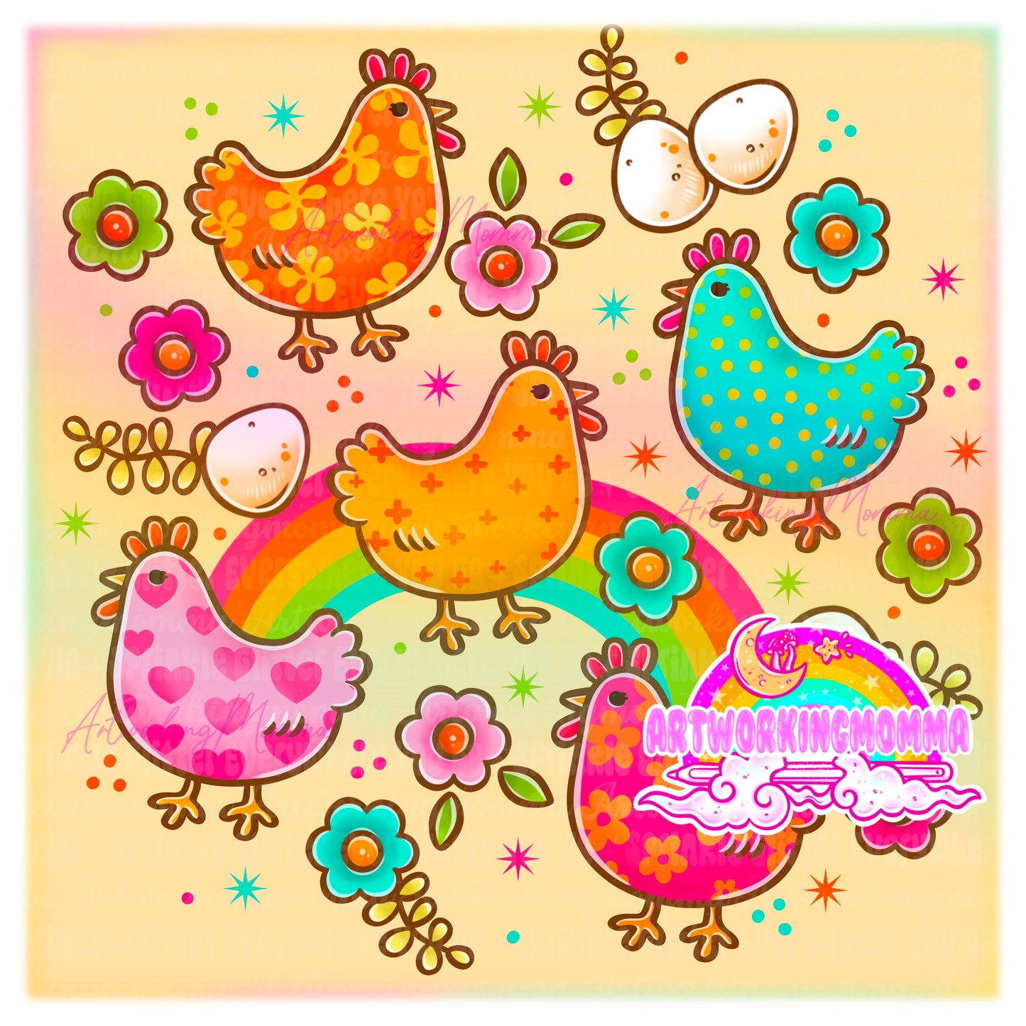 Retro Chickens & PNG