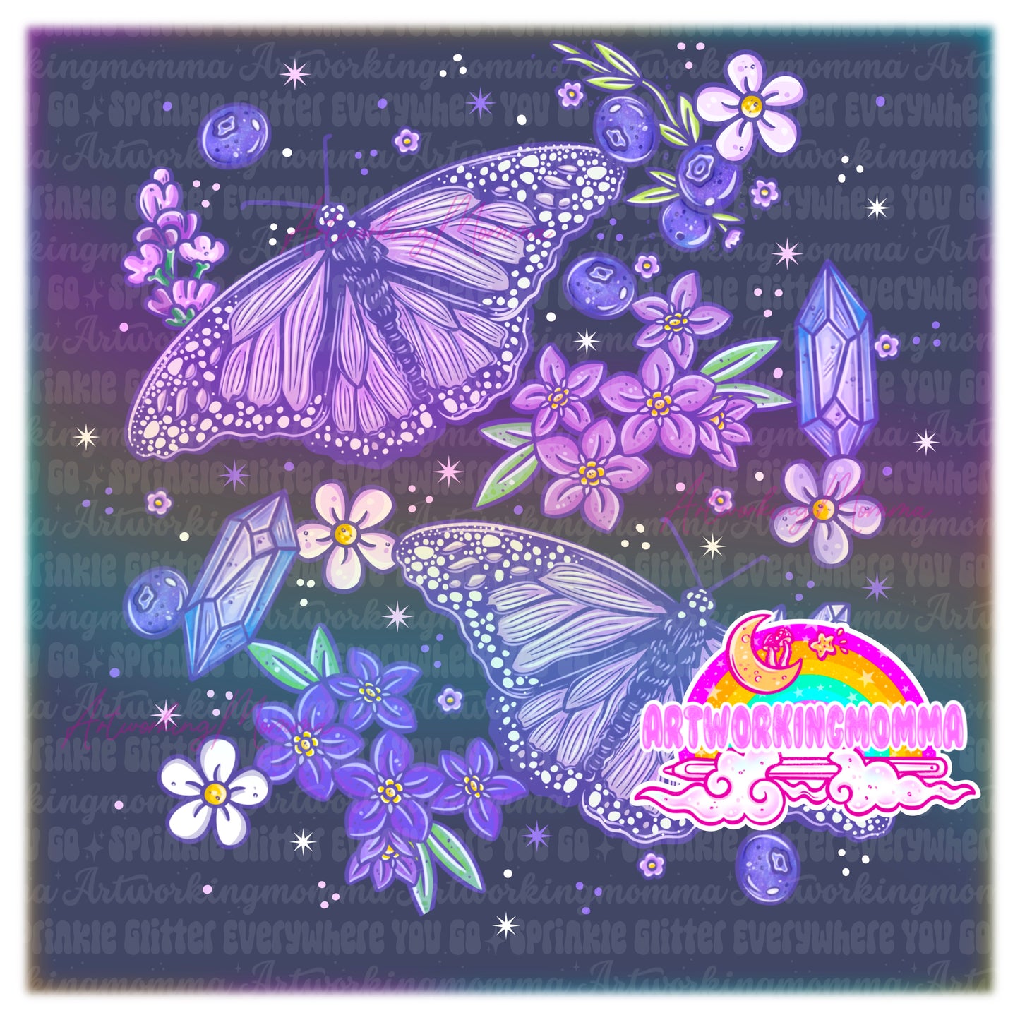 Blueberry Butterflies and PNG