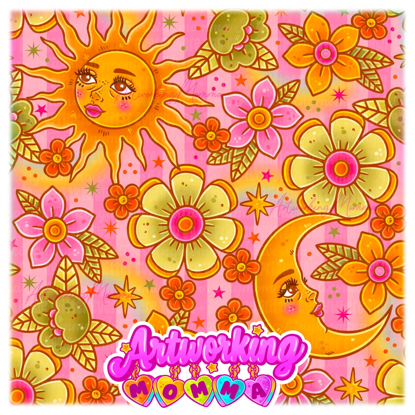 Pastel Summer Sun and Moon & PNG