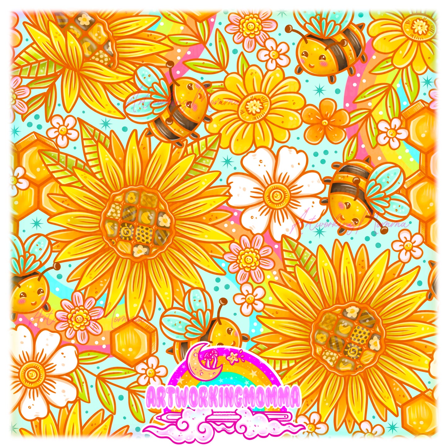 Quilted Sunflowers and Bees Yellow