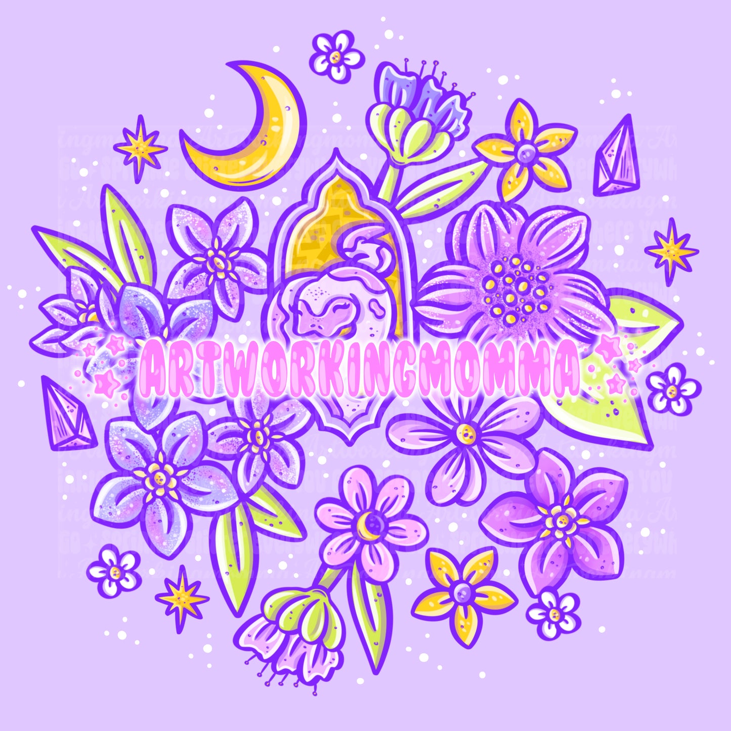 Purple Celestial Floral PNG