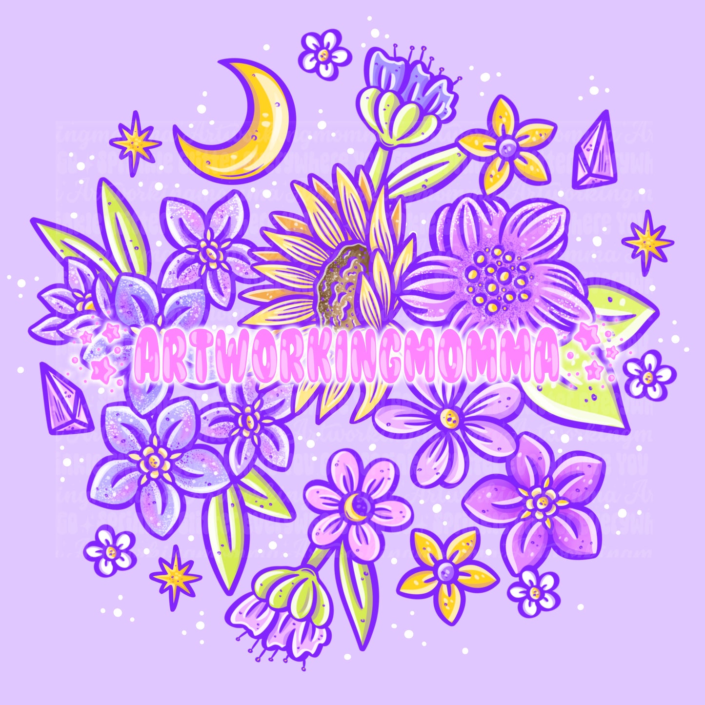 Purple Celestial Floral PNG