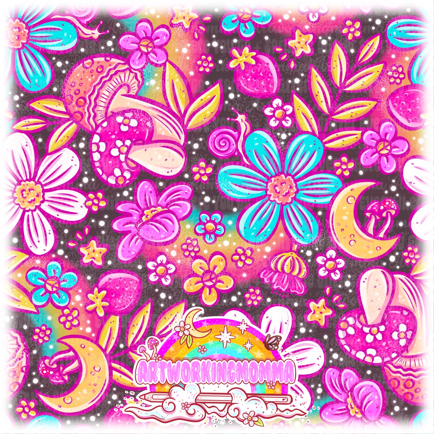 Rainbow Groovy Floral