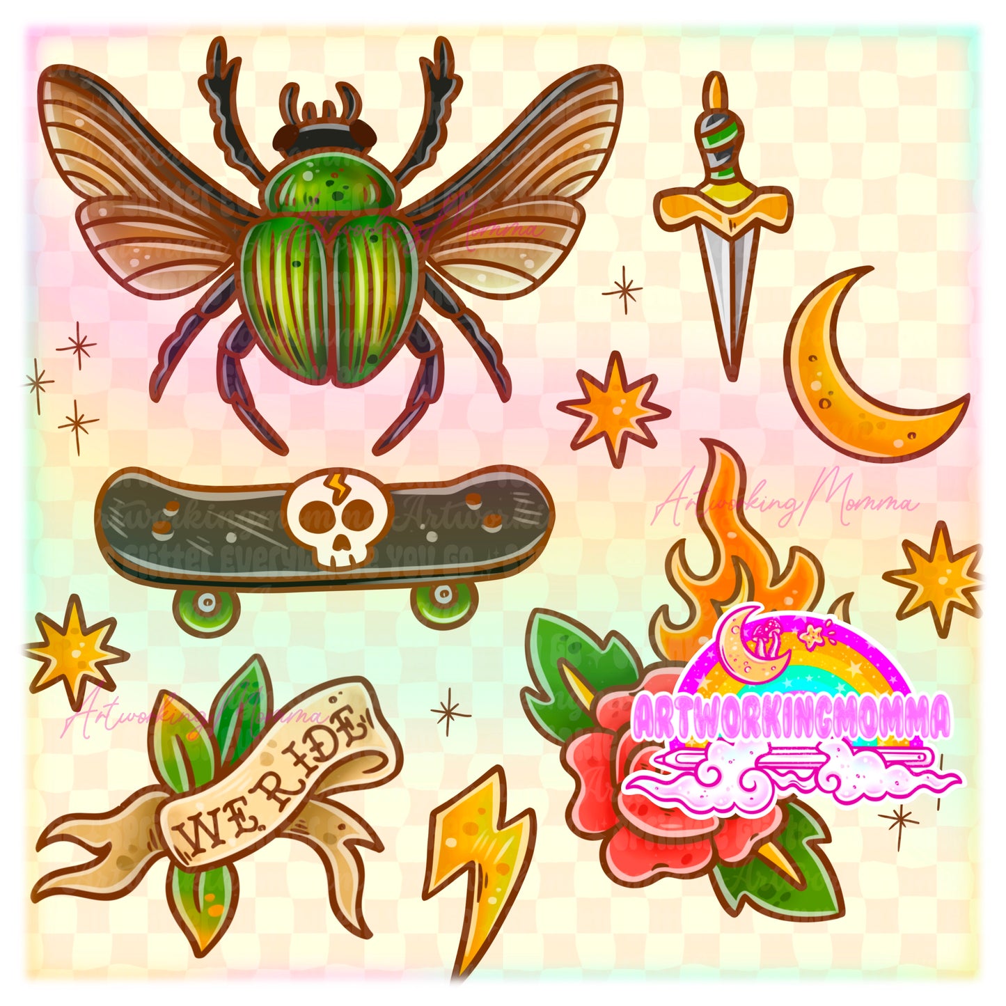 Tattoo Skater Bugs and PNG