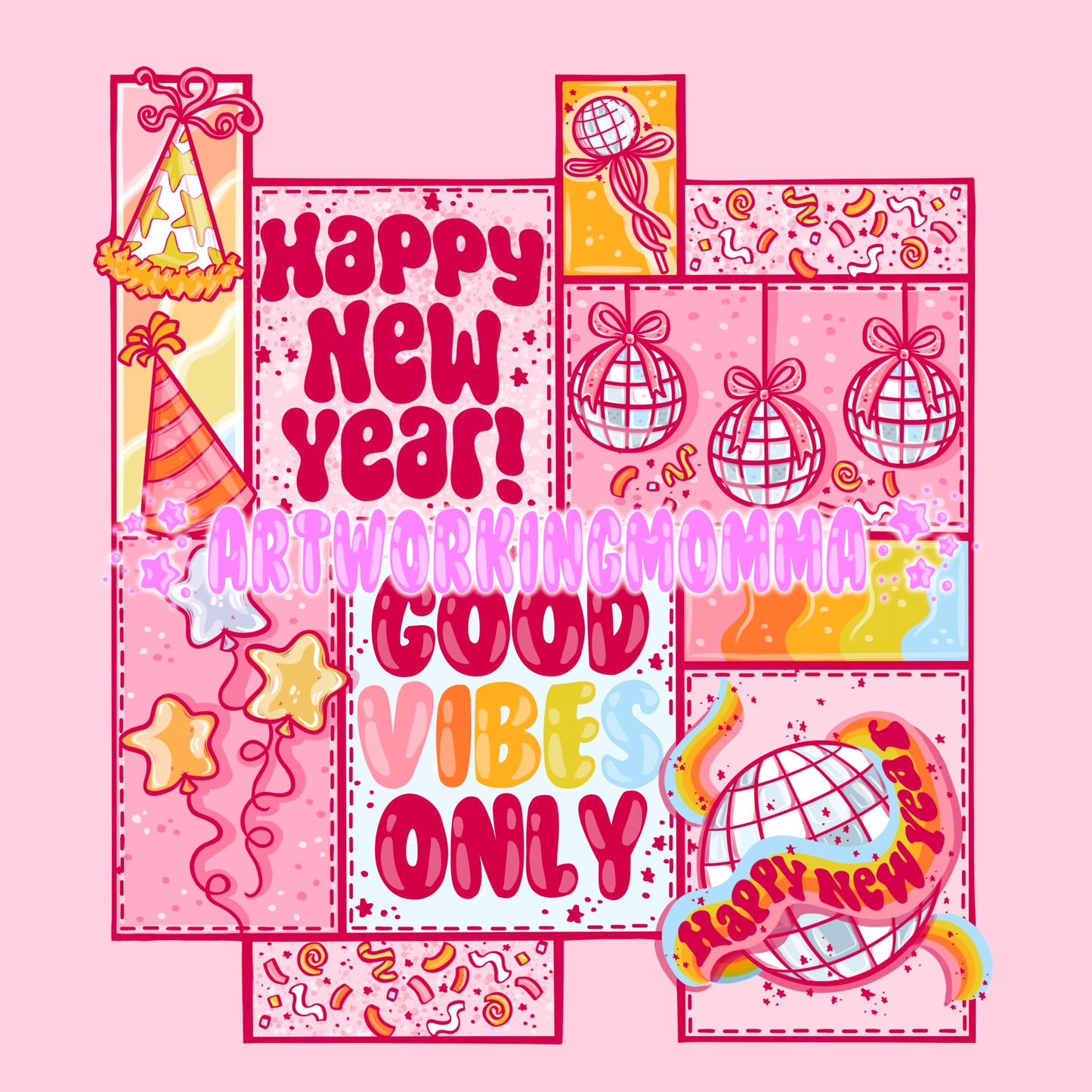 New Year Patchwork PNG