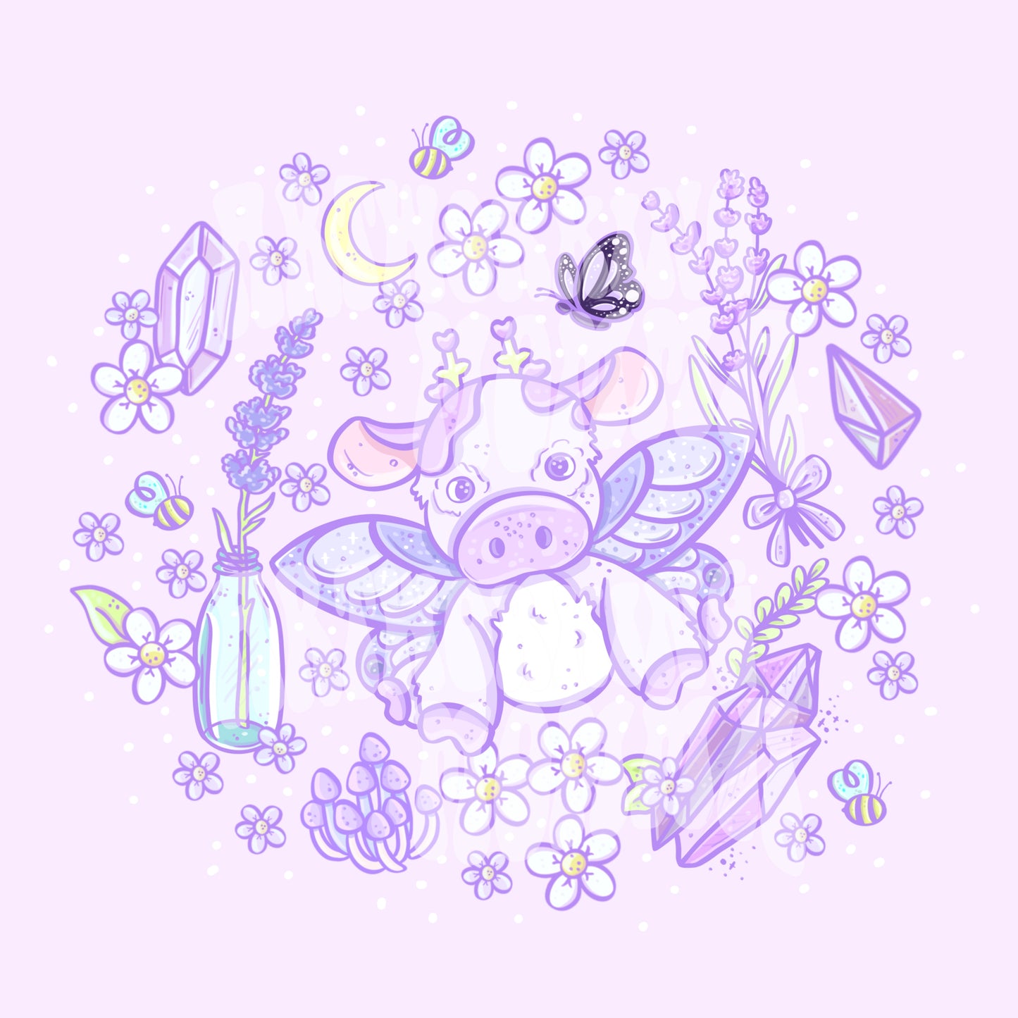 Lavender Cow PNG