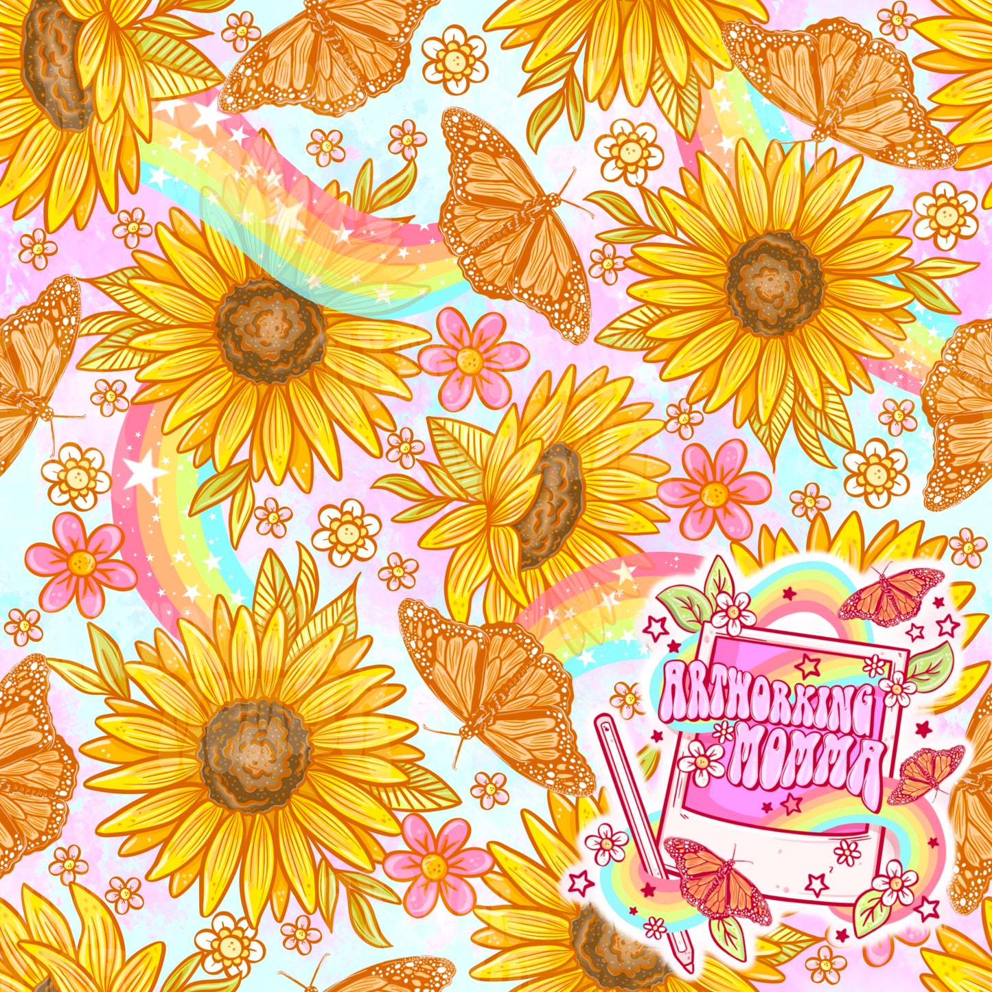 Colorful Sunflower Dreams- Seamless