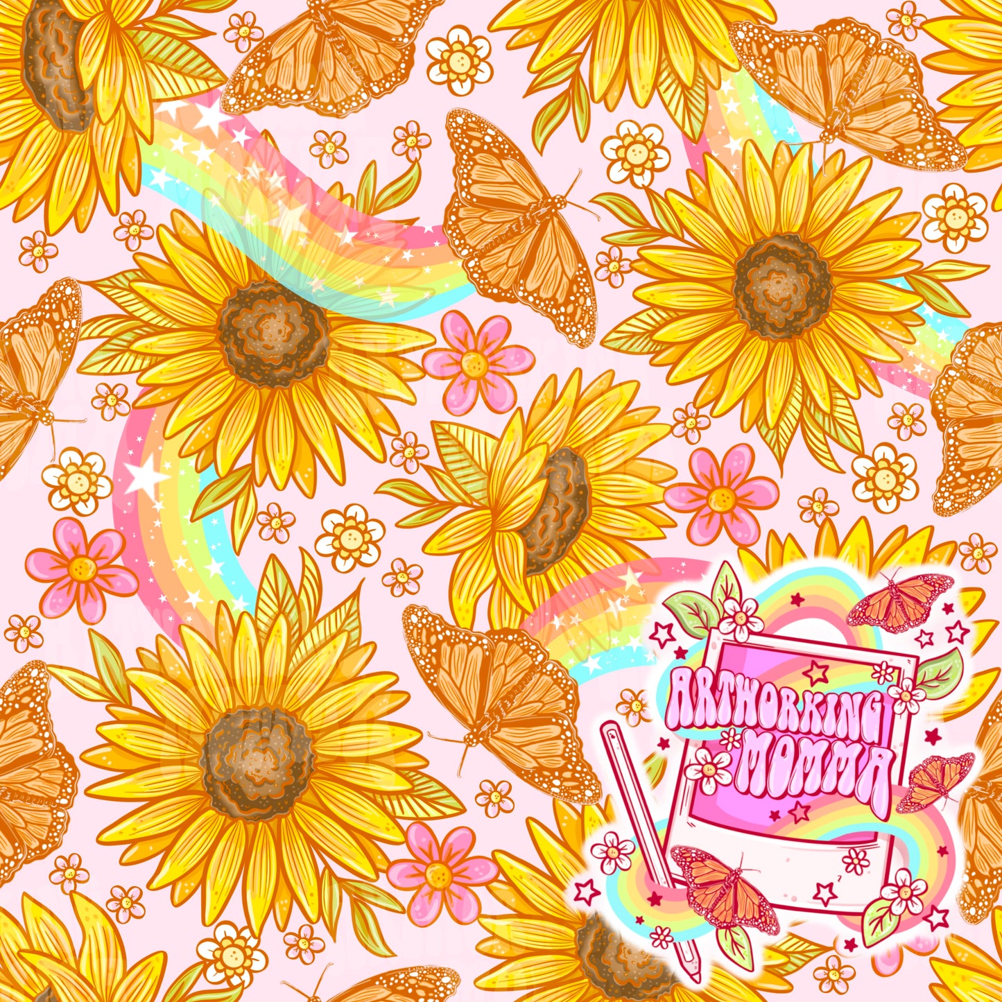 Colorful Sunflower Dreams- Seamless