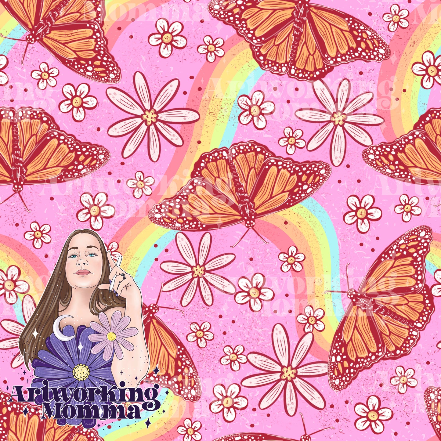 Rainbow Butterflies- Seamless