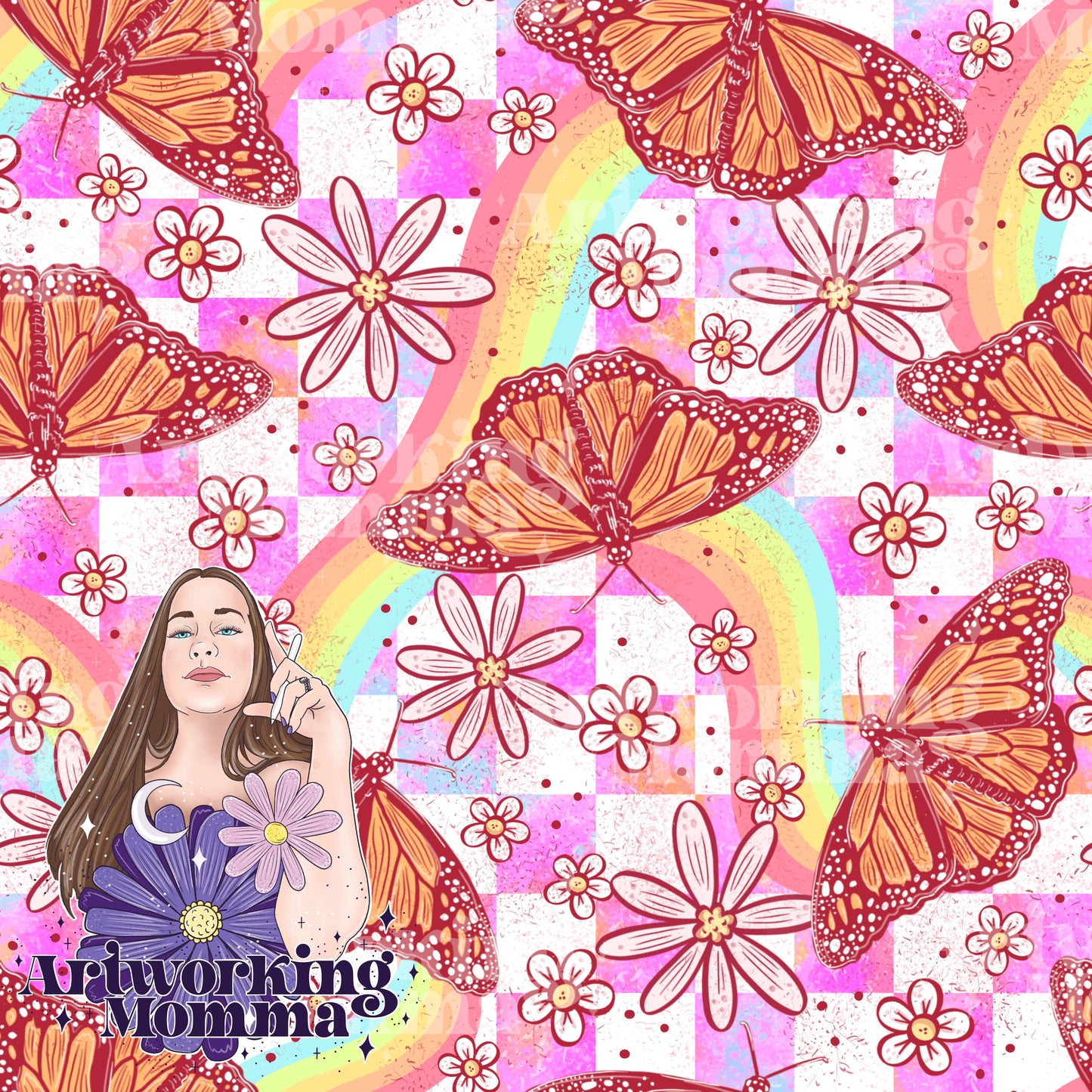 Rainbow Butterflies- Seamless